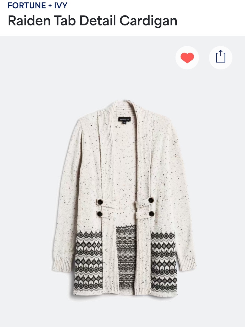 Raiden Tab Detail Cabin Cardigan - Ivory Speckle
